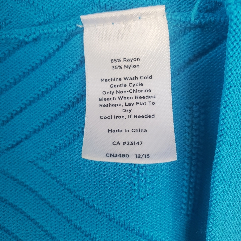 Talbots, Size M, Turquoise Rayon/Nylon short sleeve, midi lightweight knit dress - Picture 7 of 7